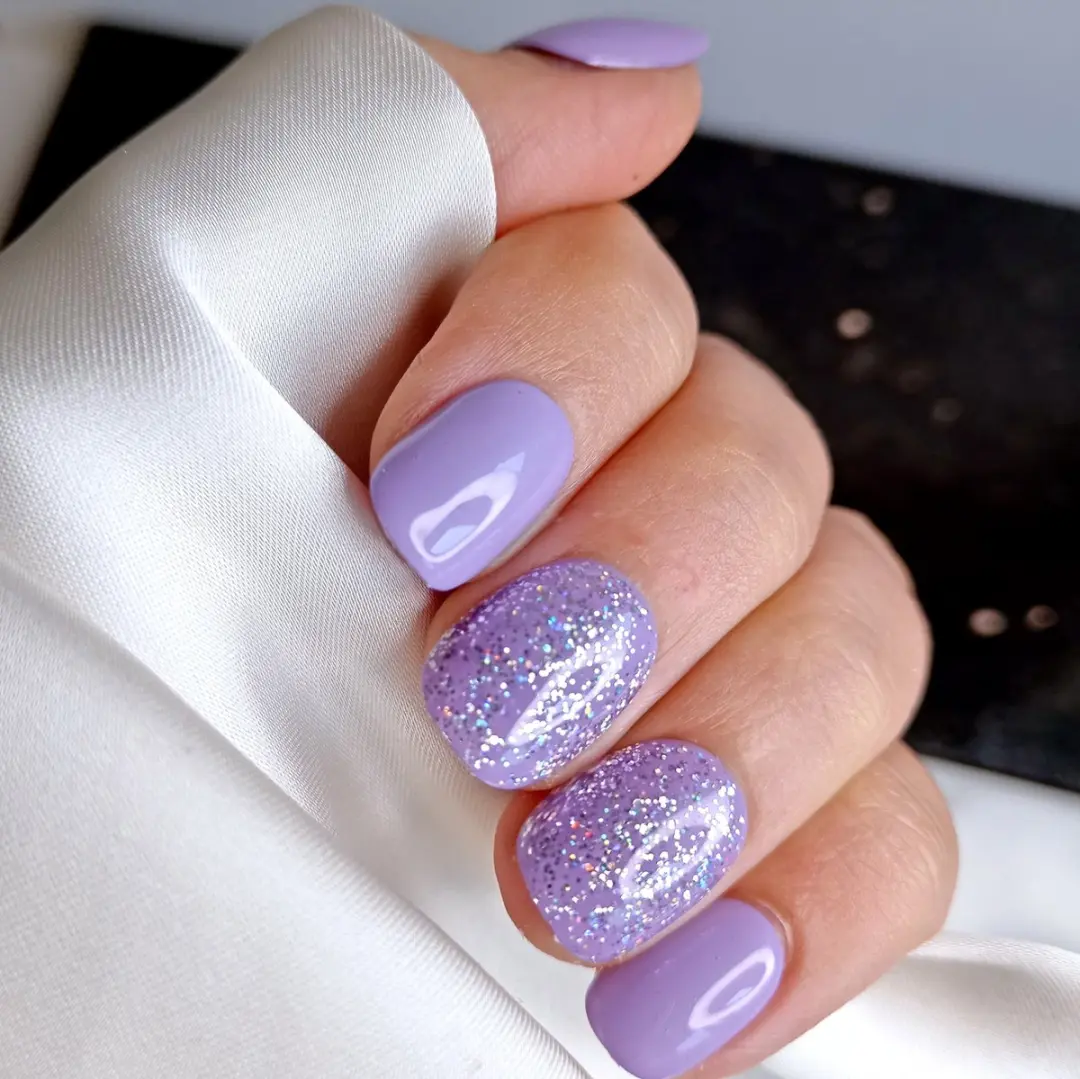 SD Press on Nails B-24 Plaknagels Lilapaars Glitter - 20 Stuks