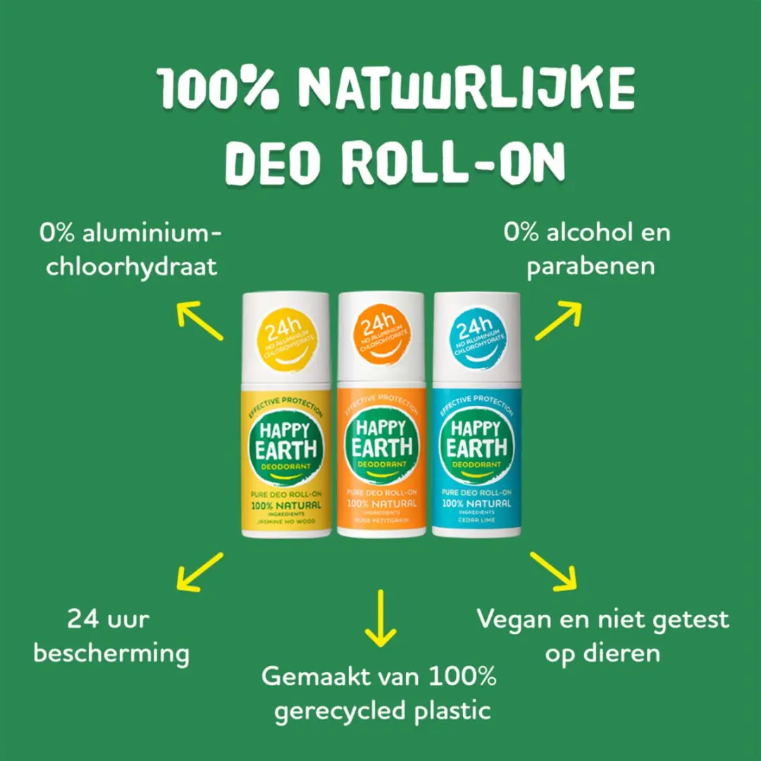 Happy Earth Roll-On Deodorant 75ml - Unscented