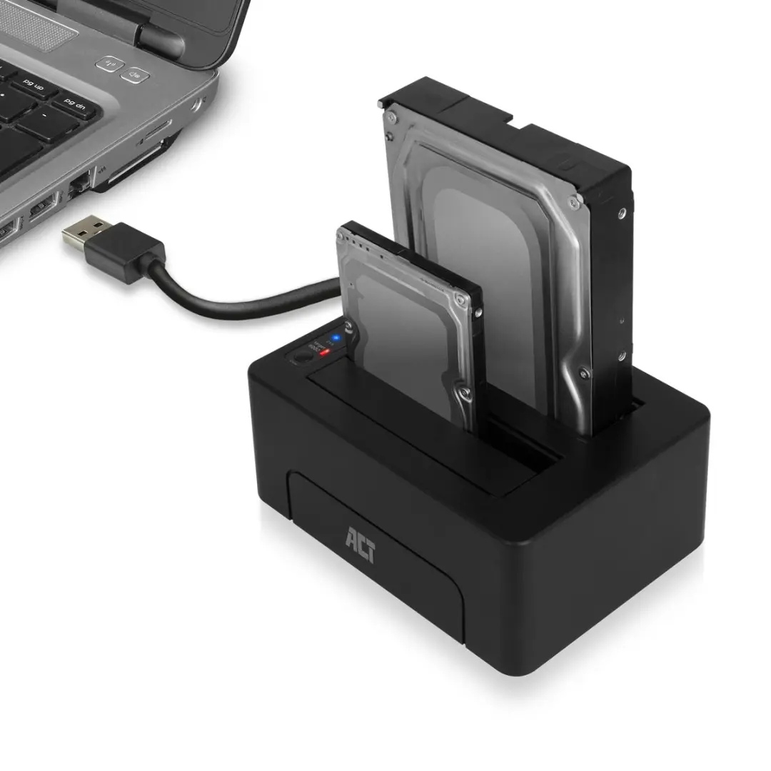 ACT AC1504 Dual Bay Docking Station - USB 3.0 - Zwart - afbeelding 6 van 6