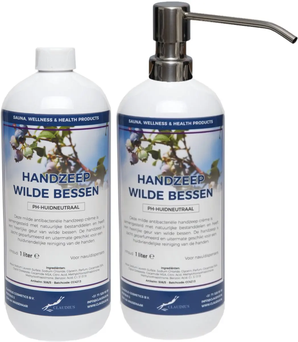 Splashbox Cosmetics Wilde Bessen Handzeep 2x1L - RVS Pomp
