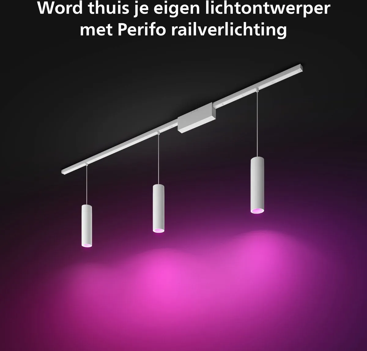 Philips Hue Perifo railverlichting plafond - wit en gekleurd licht - 3 hanglampen - wit - basisset