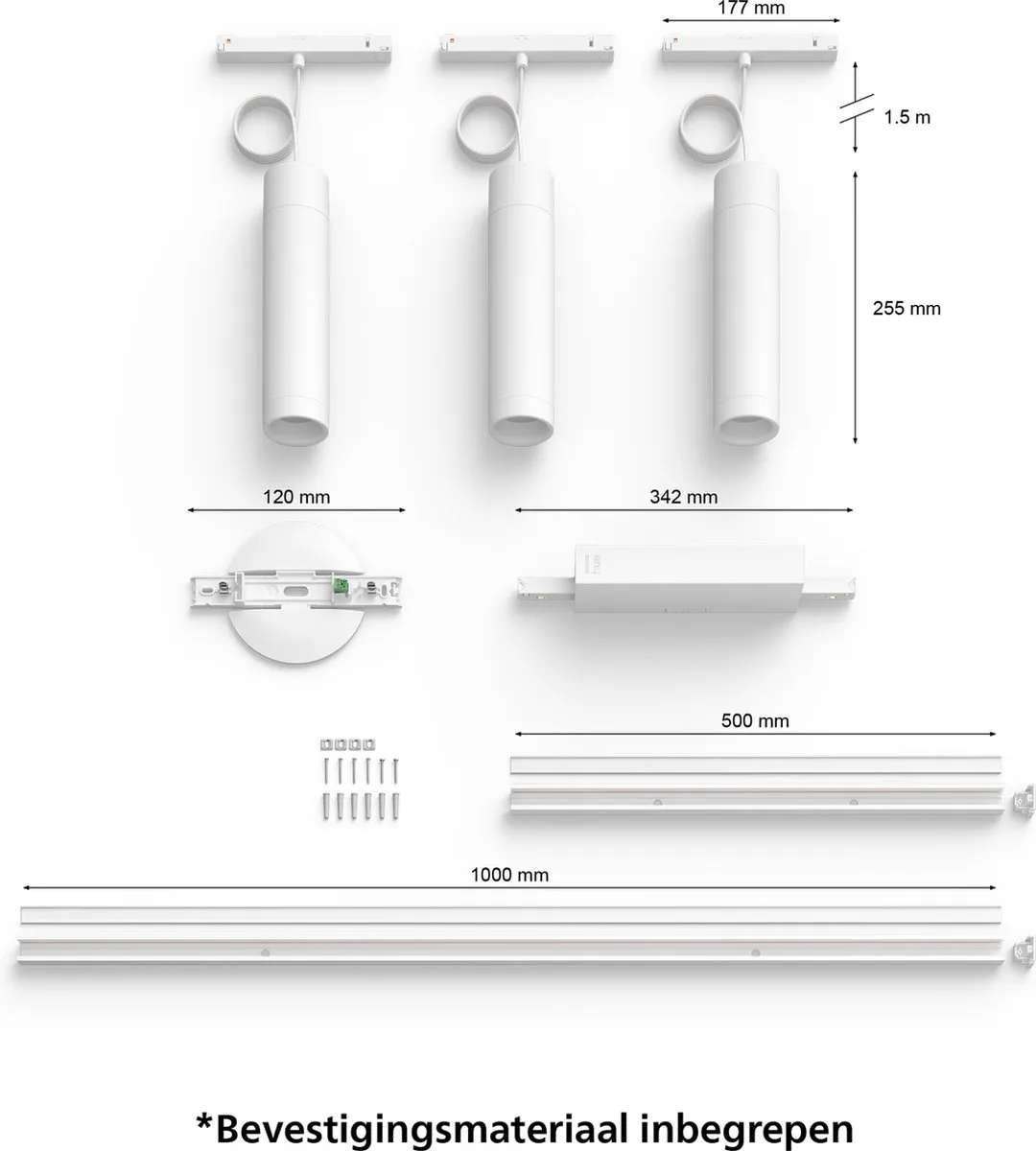 Philips Hue Perifo Railverlichting Plafond - 3 Lampen RGBW - afbeelding 6 van 6