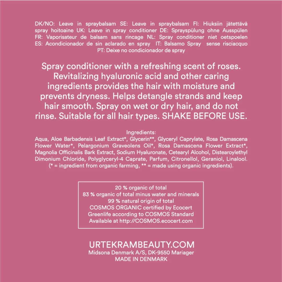 Urtekram Rozen Spray Conditioner 250ml