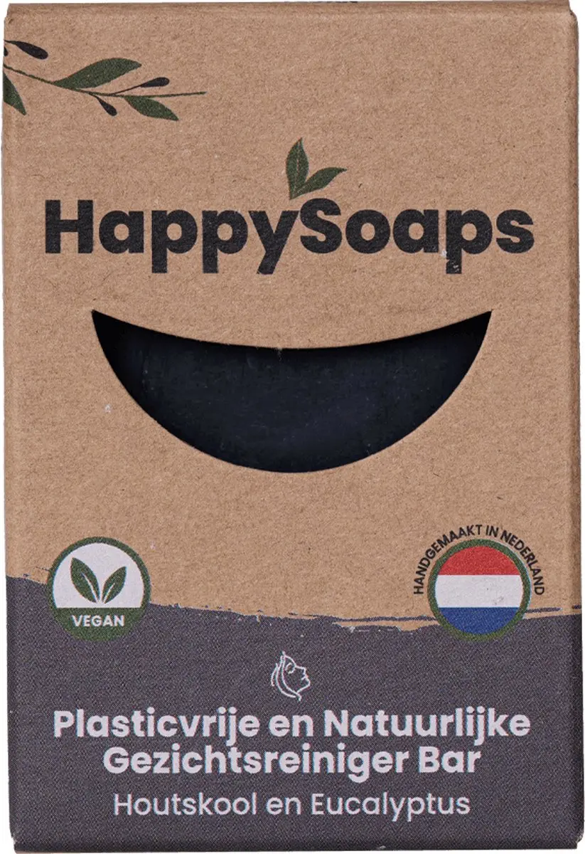 HappySoaps Gezichtsreiniger Bar Houtskool & Eucalyptus 70g