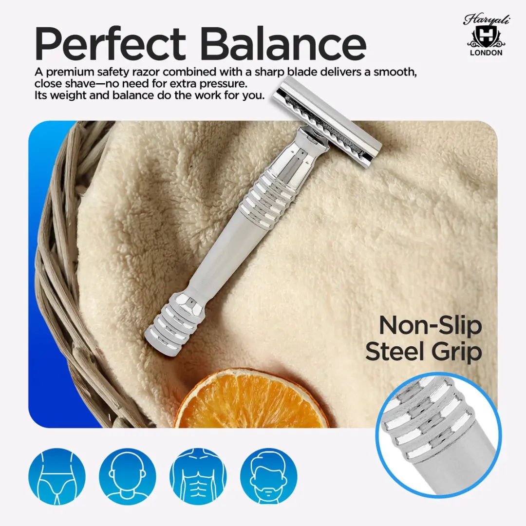 Haryali London Double Edge Safety Razor - Roestvrijstaal - Zwaar - afbeelding 6 van 6