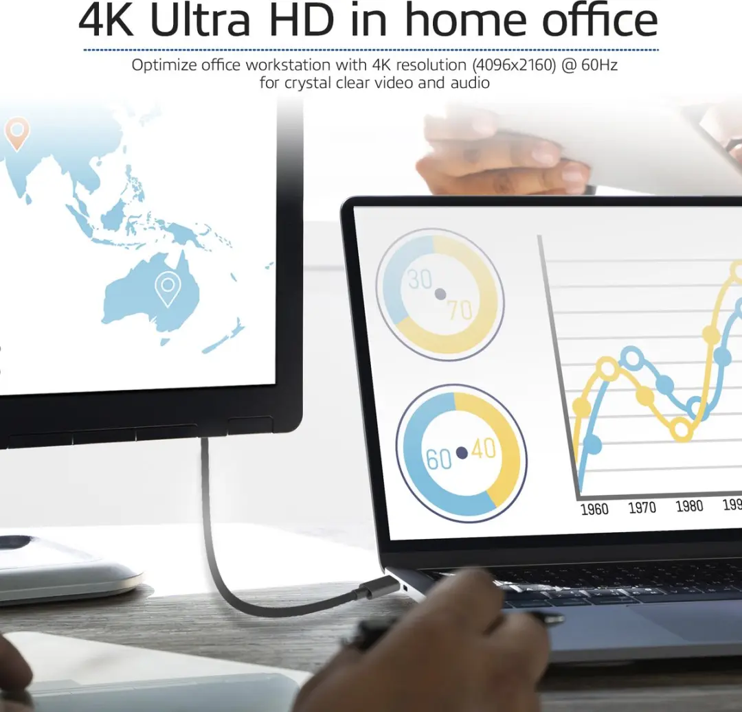 ACT AC7325 USB-C DisplayPort Kabel 4K@60Hz - 2m - Zwart