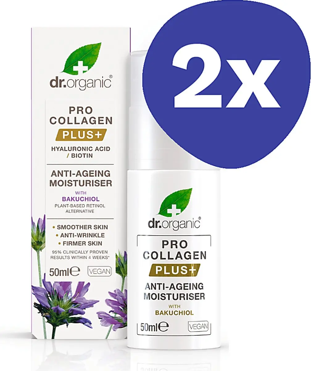 Dr Organic Pro Collageen Bakuchiol Dagcrème 2x50ml