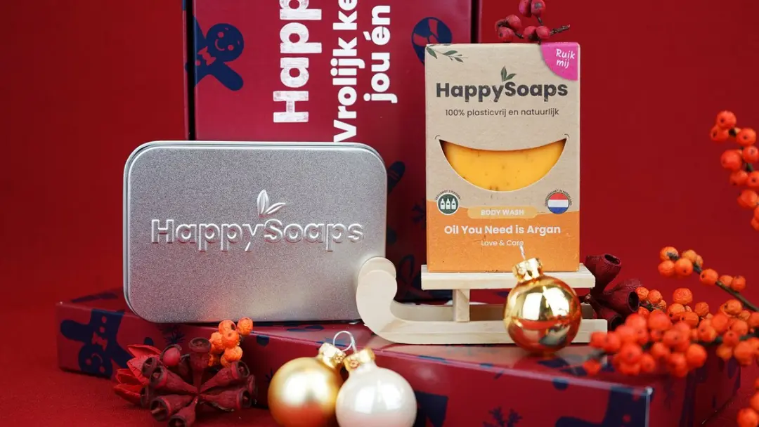 HappySoaps Kerstbox - Douchegel & Reisblikje - 2 Stuks
