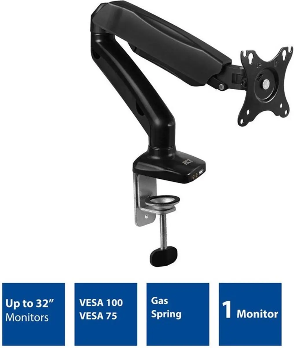 ACT AC8311 Monitorarm - 13-32" - 1 Scherm - VESA 75/100 - Zwart - afbeelding 6 van 6