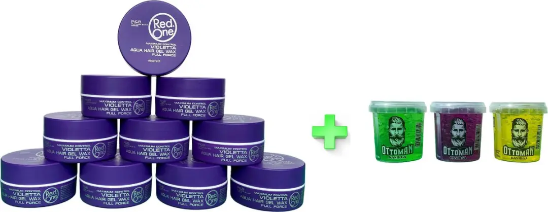 Red One Aqua Hair Wax Violetta Bosbessen 150ml + Ottoman Ultra Strong Hair Gel 1