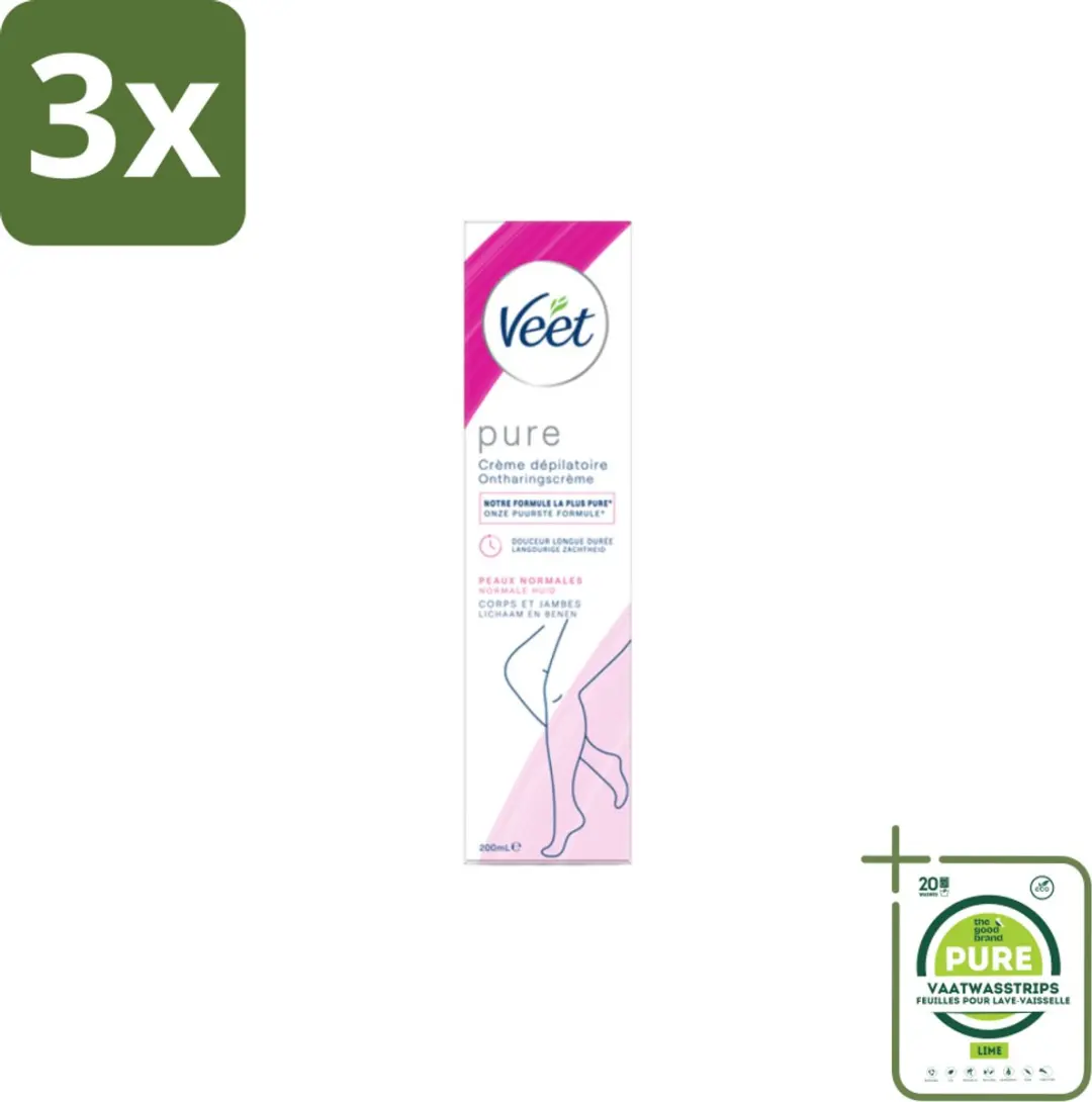 Veet Ontharingscrème Pure Normale Huid 600ml - 3 Stuks
