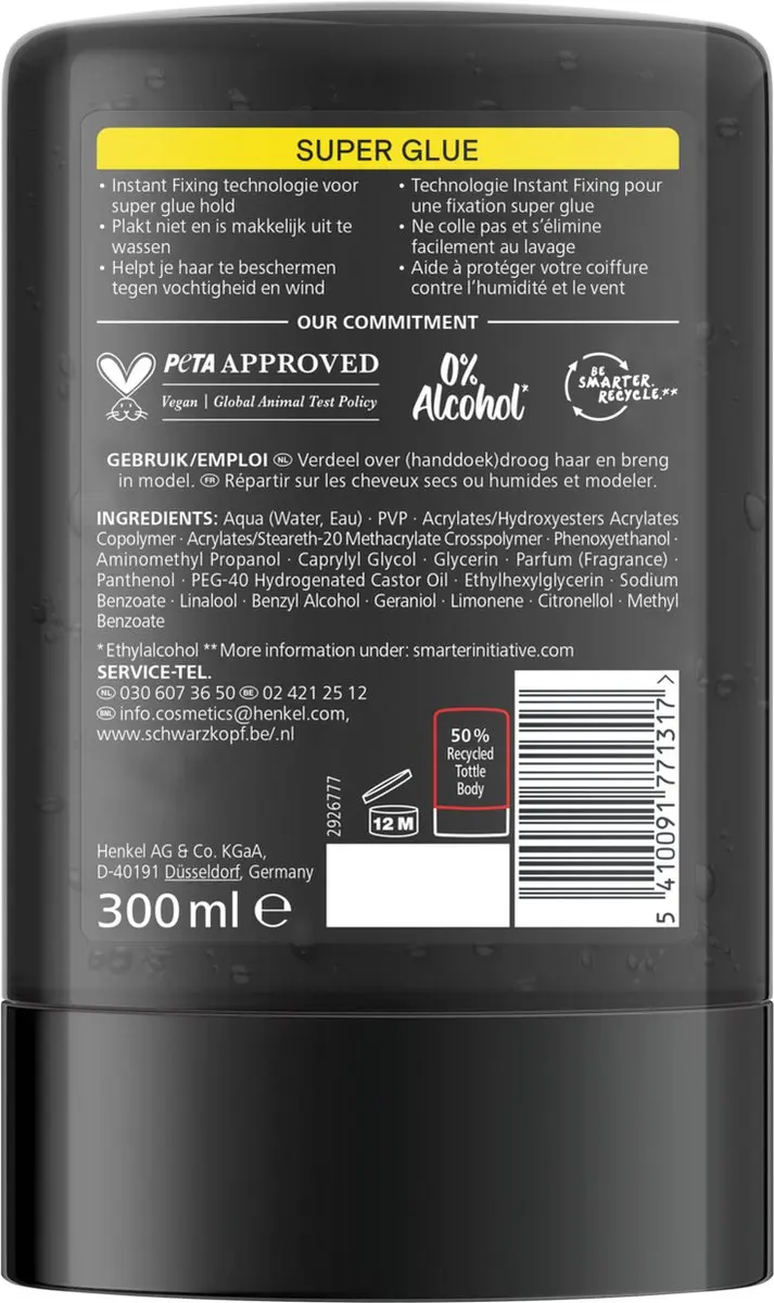 Taft Men Power Gel Super Glue Hold 14 Haargel - 6x300ml