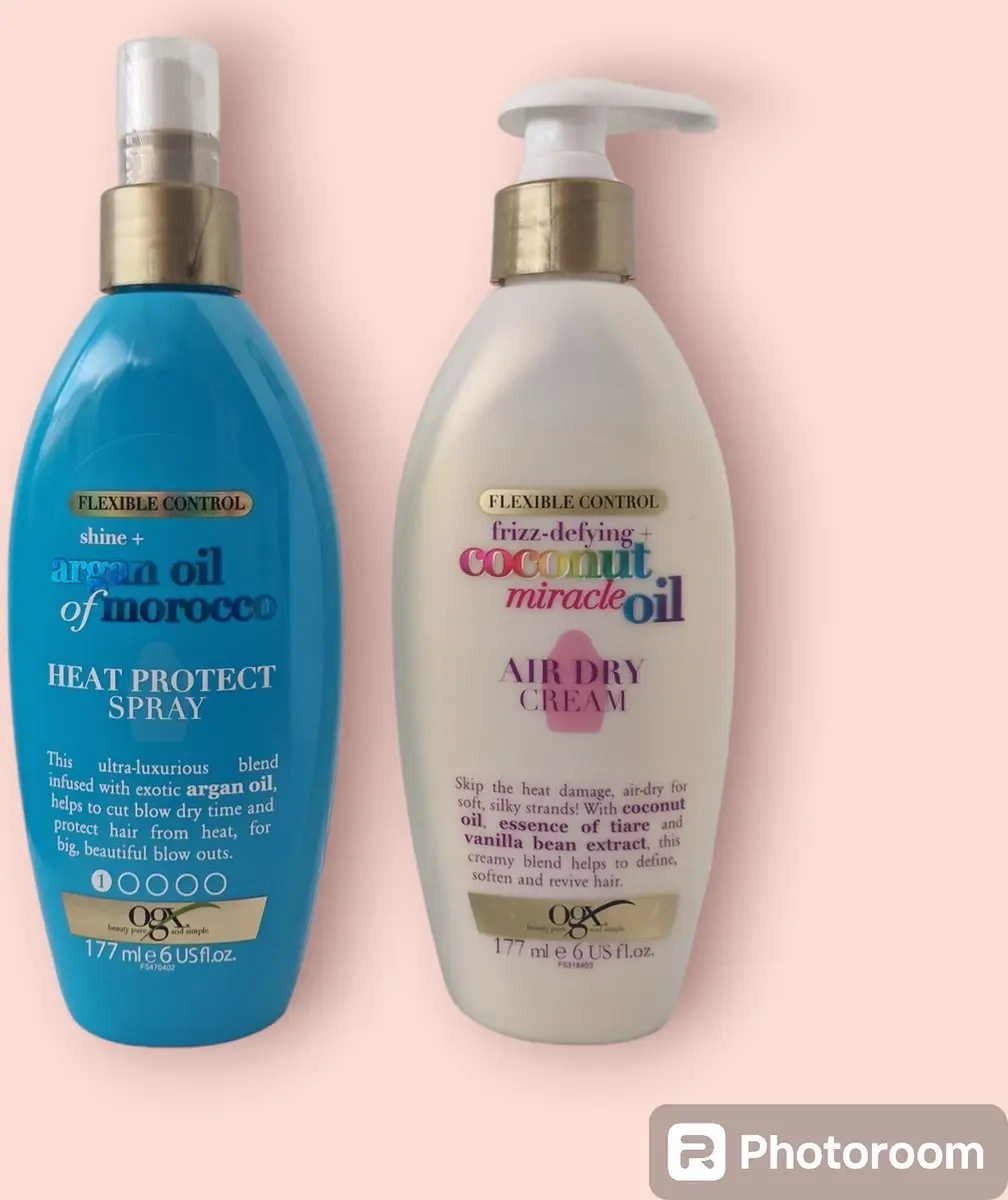 OGX Duo Heat Protect Spray & Air Dry Cream - 2x177ml