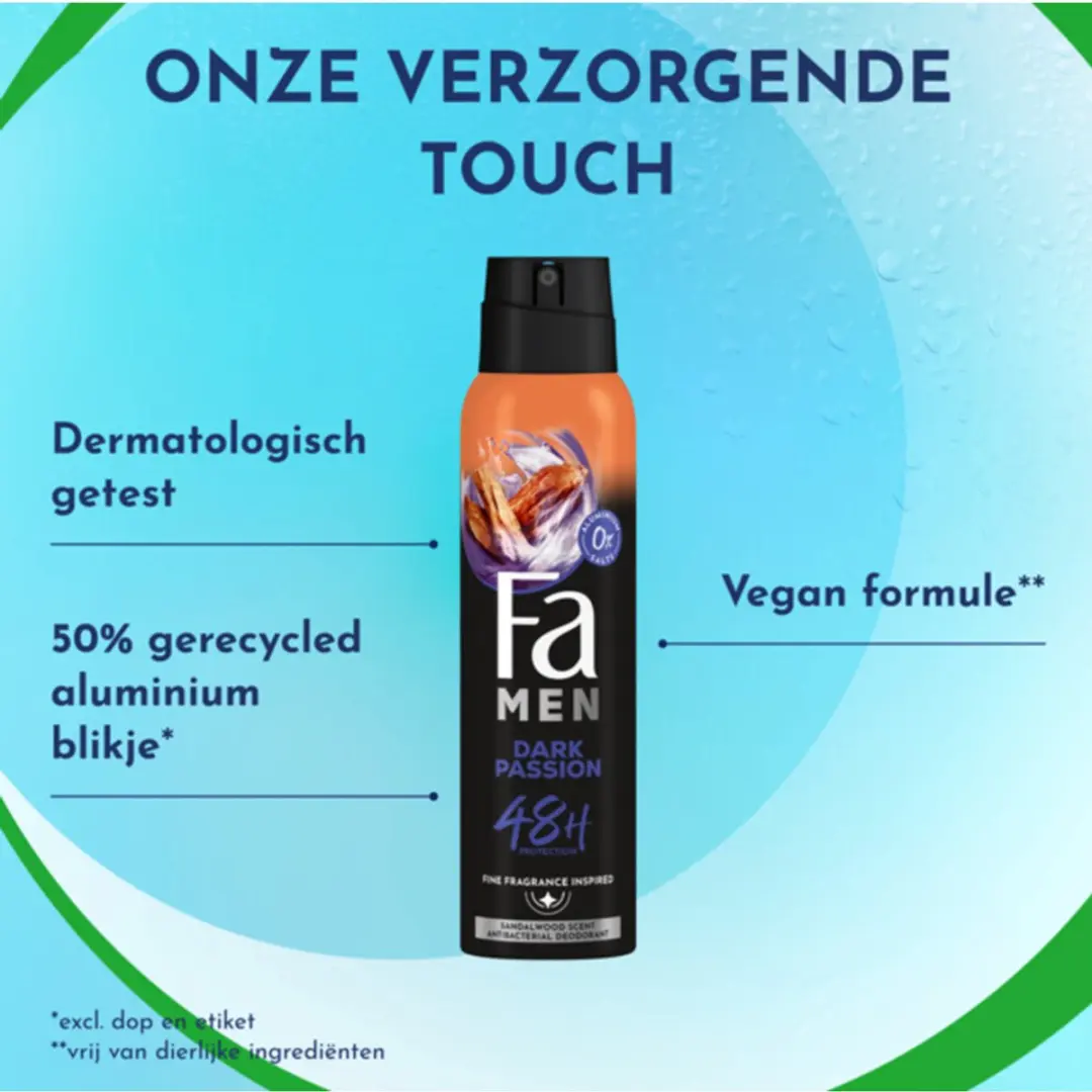 Fa Men Dark Passion Deodorant Spray - 6x150ml
