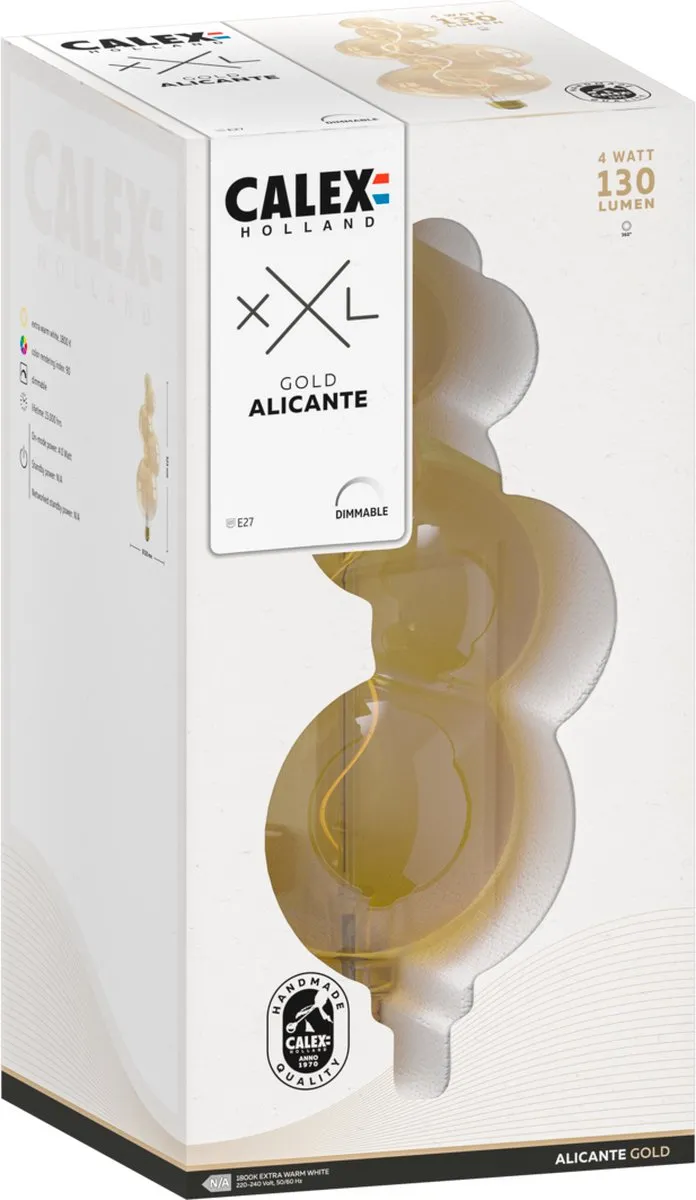 Calex Alicante XXL Goud E27 LED Lamp 4W - Warm Wit