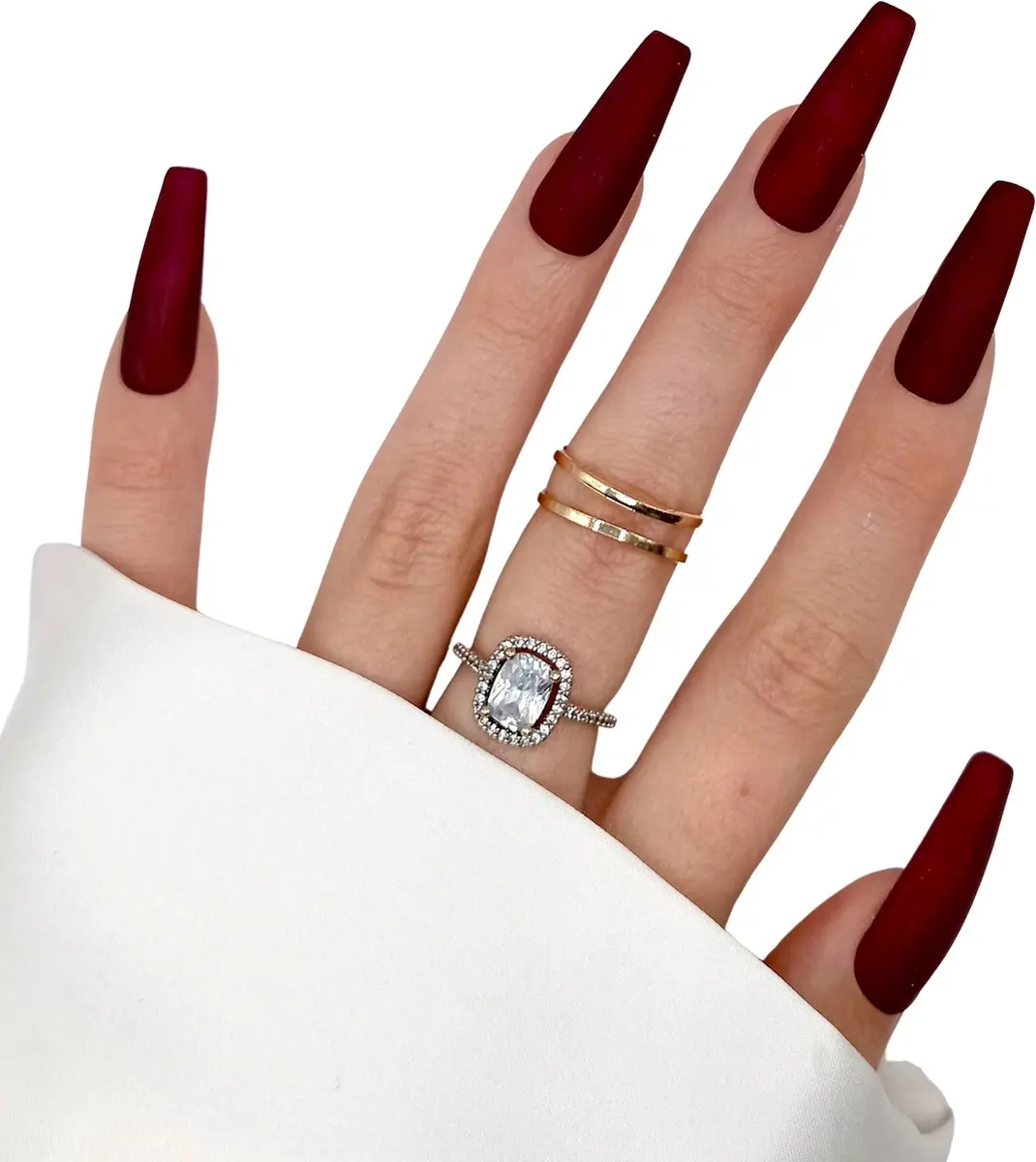 SD Press on Nails B-106 Plaknagels - Rood Matte - XL Coffin - 20 Stuks