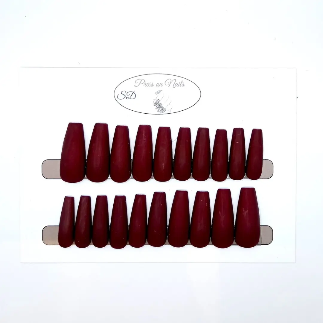 SD Press on Nails B-106 Plaknagels - Rood Matte - XL Coffin - 20 Stuks