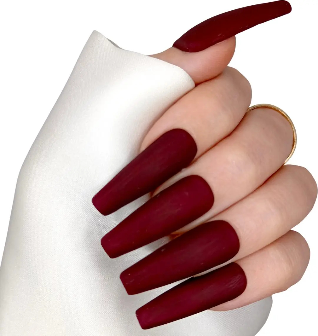 SD Press on Nails B-106 Plaknagels - Rood Matte - XL Coffin - 20 Stuks