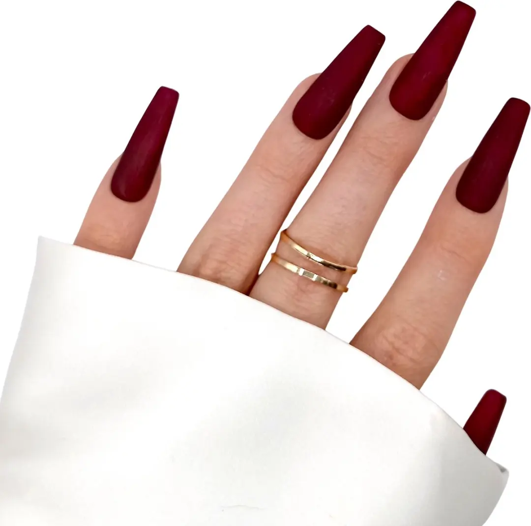 SD Press on Nails B-106 Plaknagels - Rood Matte - XL Coffin - 20 Stuks