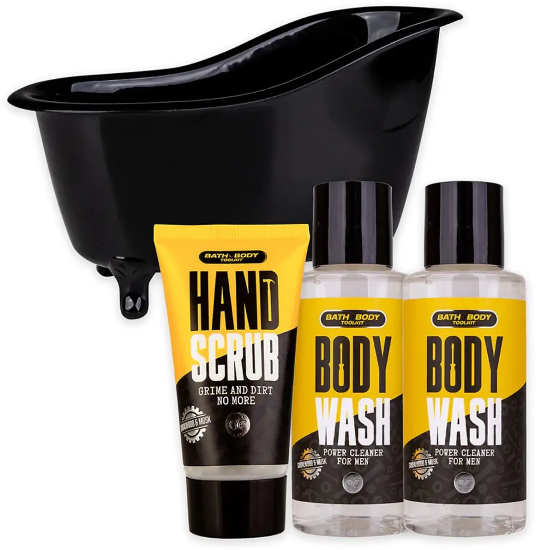 Accentra Stoere Bad Gift Set - 250ml (2x Body Wash 100ml + Hand Scrub 50ml + Mesh Spons)