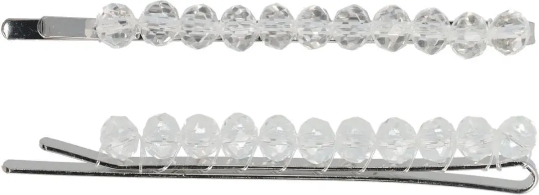Haarsoires Schuifspeldjes 7cm - Transparant Wit - Facetkralen - 2 Stuks