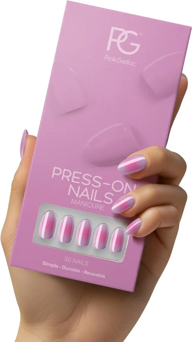 Pink Gellac Press On Nails 2005 Aura Allure