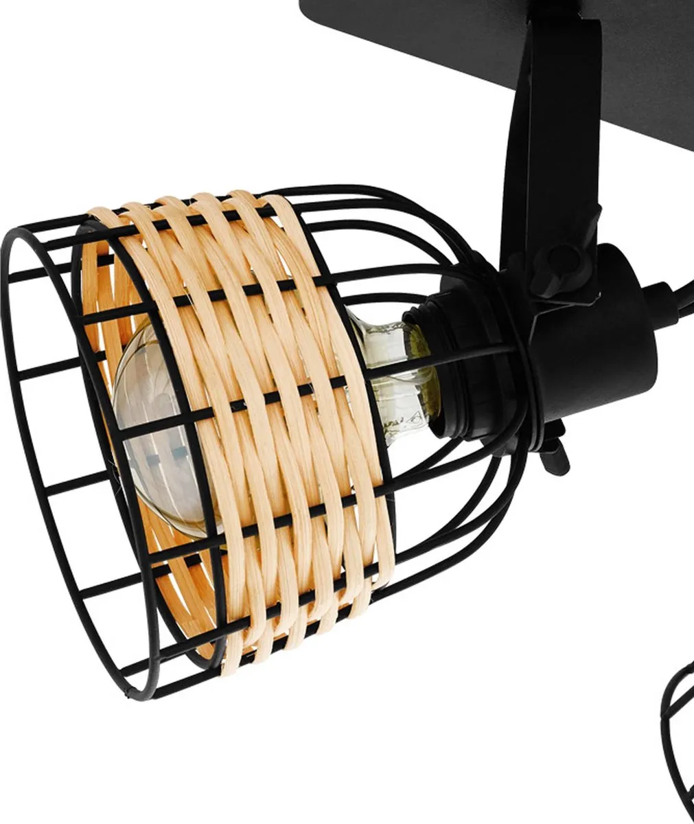Eglo Anwick 1 Spot E27 - 67cm - Zwart/Rotan
