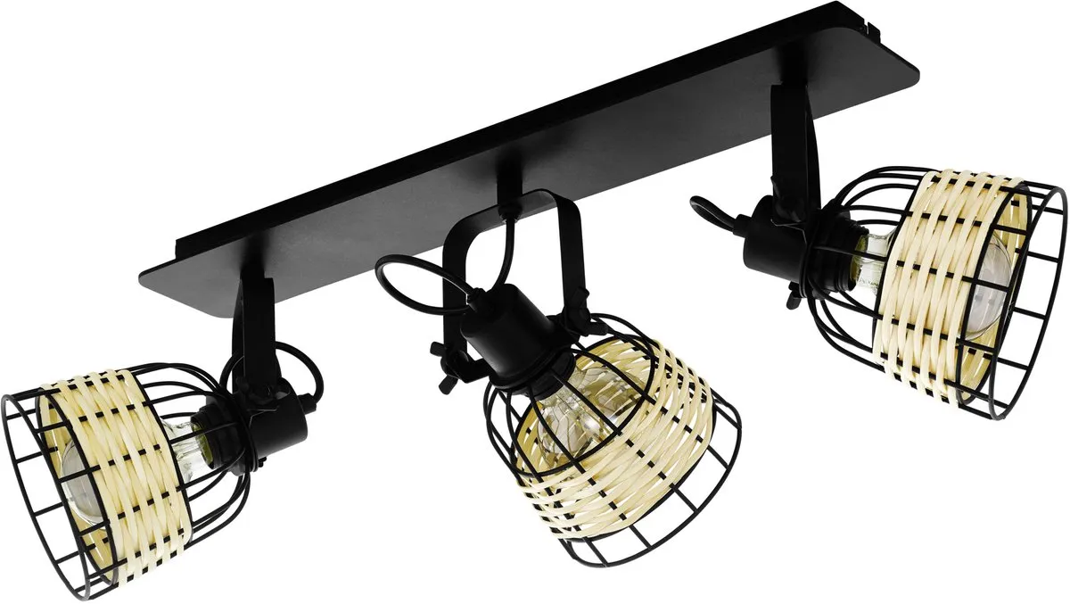 Eglo Anwick 1 Spot E27 - 67cm - Zwart/Rotan