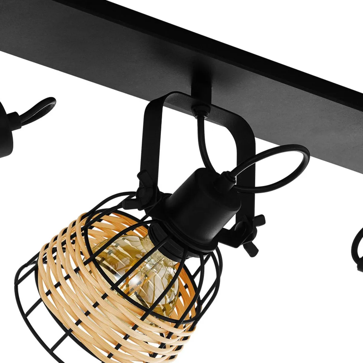 Eglo Anwick 1 Spot E27 - 67cm - Zwart/Rotan