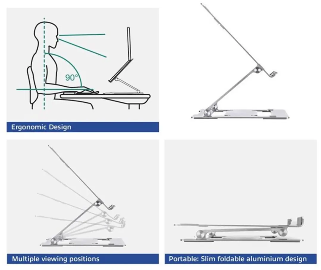 ACT AC8135 Laptopstandaard - Opvouwbaar Aluminium - 14-15.6 Inch - Zilver