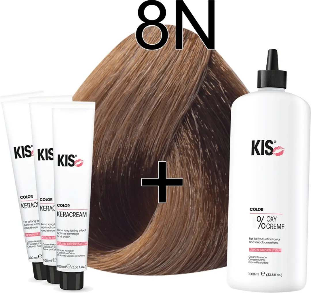 KIS KeraCream Color 8N Lichtblond Haarverfset