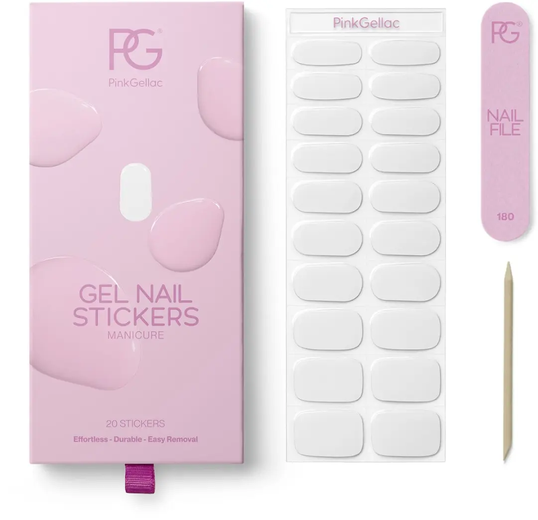 Pink Gellac UV Nagelstickers Whispering White - 20 Stuks