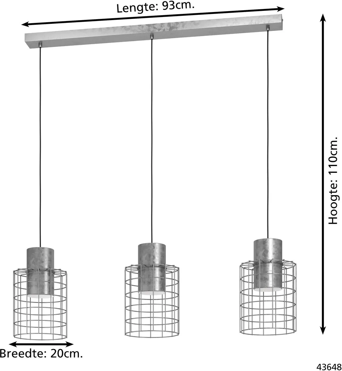 Eglo Milligan Hanglamp E27 - 103cm - Grijs - afbeelding 6 van 6