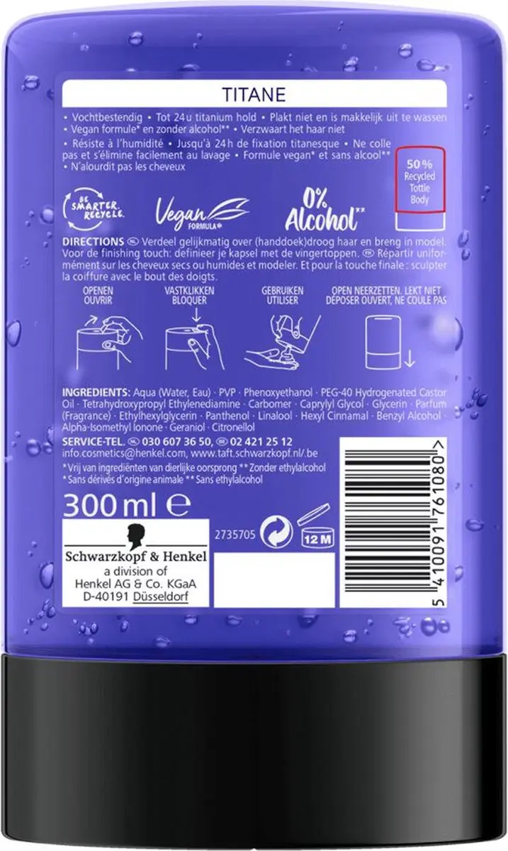 Taft Men Power Gel Titane Hold 300ml