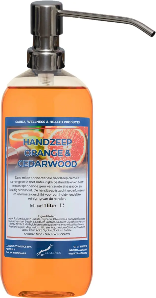 Splashbox Cosmetics Handzeep Sweet Orange & Cedarwood 1L - RVS Pomp