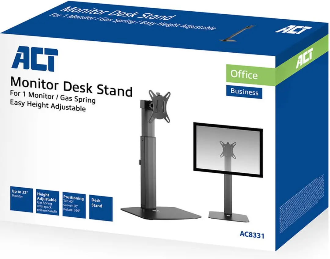 ACT AC8331 Gasveer Monitorbureausteun 32" - Zwart