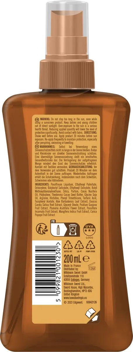 Hawaiian Tropic Glowing Protection SPF20 Droogolie Spray 200ml