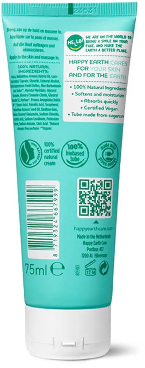 Happy Earth Handcrème Sensitive & Dry Skin 75ml