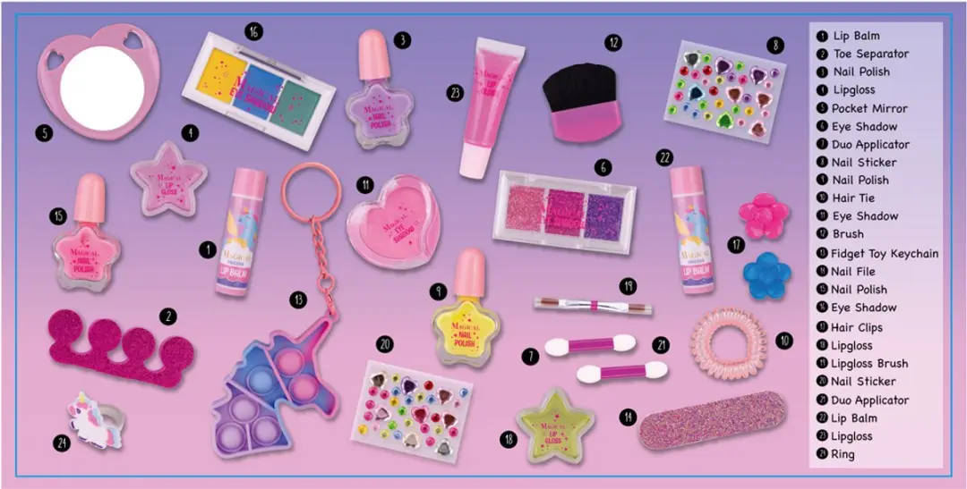Accentra Beauty Meisjes Unicorn Make-up Adventskalender 2025 - 24 Stuks - Roze