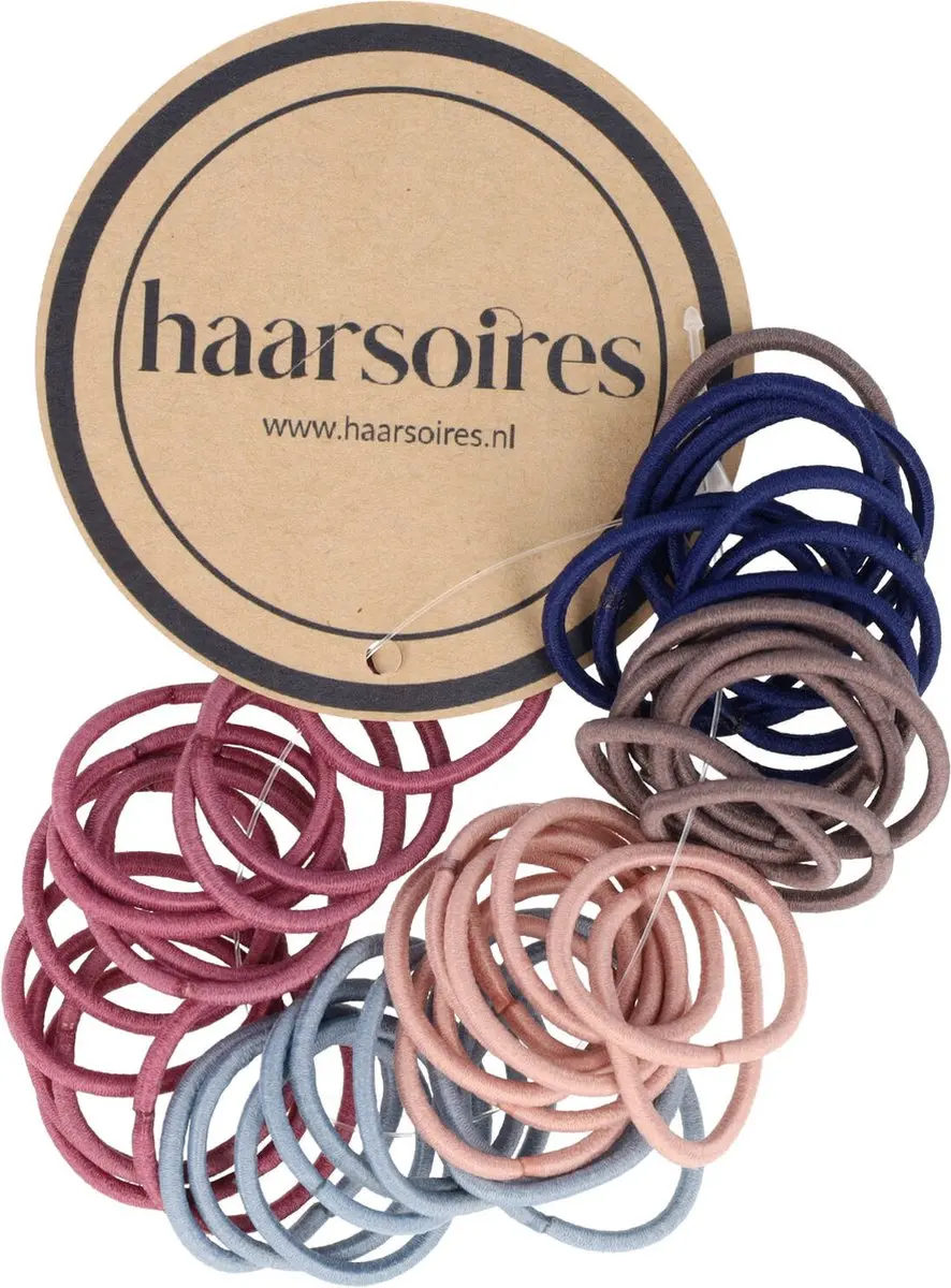Haarsoires Haarelastiekjes Mini 2cm - Roze/Blauw/Bruin - 50 Stuks