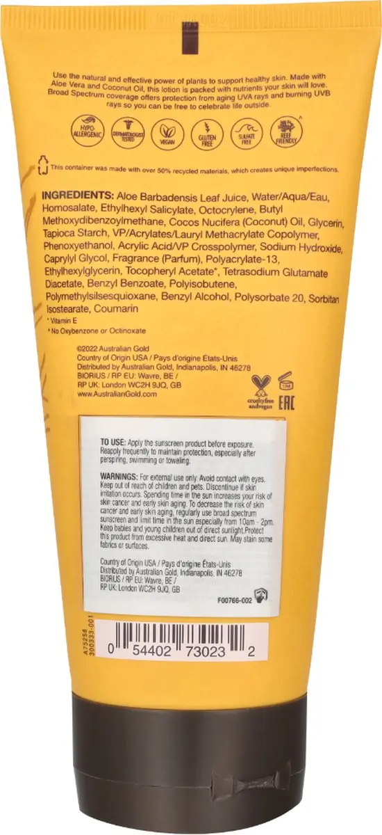 Australian Gold Plant Based Lotion SPF 30 177ml
