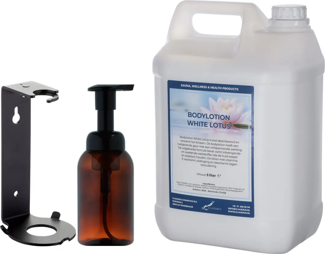 Splashbox Cosmetics Zeepdispenser 300ml + Bodylotion 5.3L White Lotus