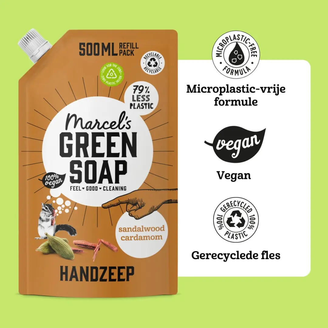 Marcel's Green Soap Handzeep Navulling Sandelhout & Kardemom - 6x500ml