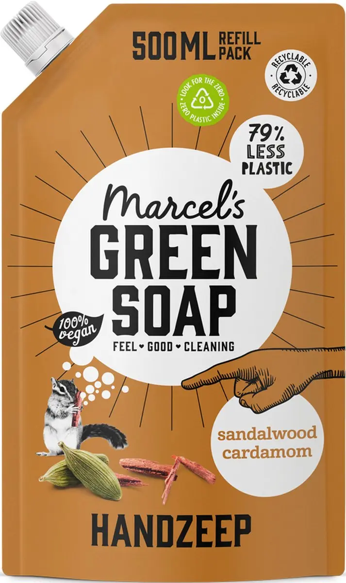 Marcel's Green Soap Handzeep Navulling Sandelhout & Kardemom - 6x500ml