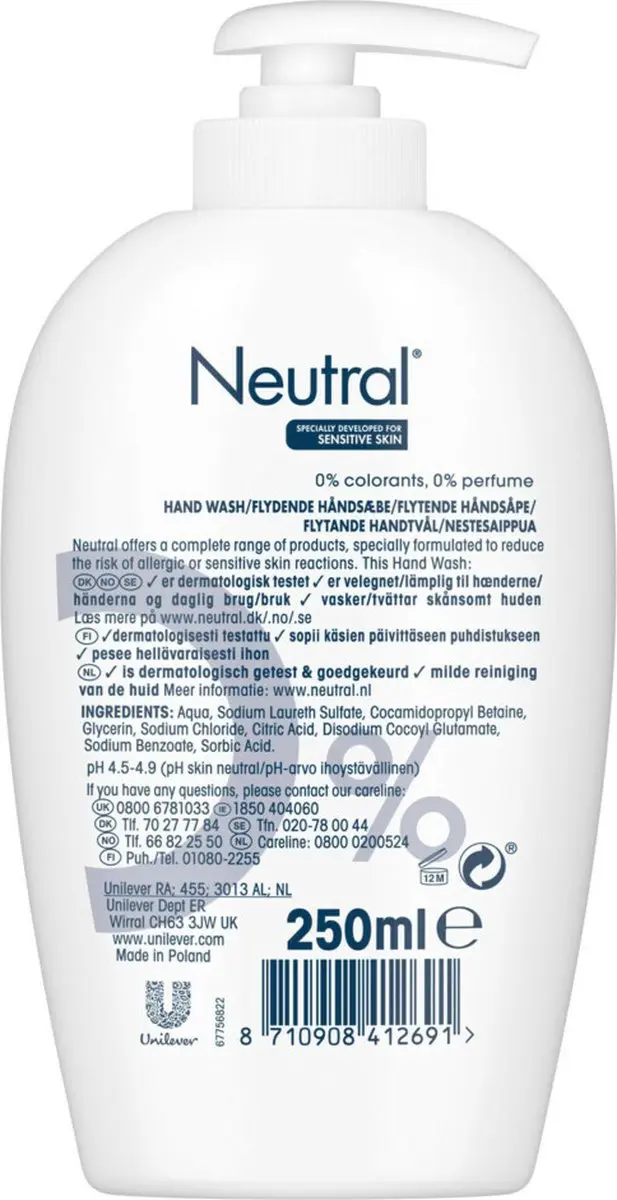 Neutral Handzeep Vloeibaar 250ml - afbeelding 6 van 6
