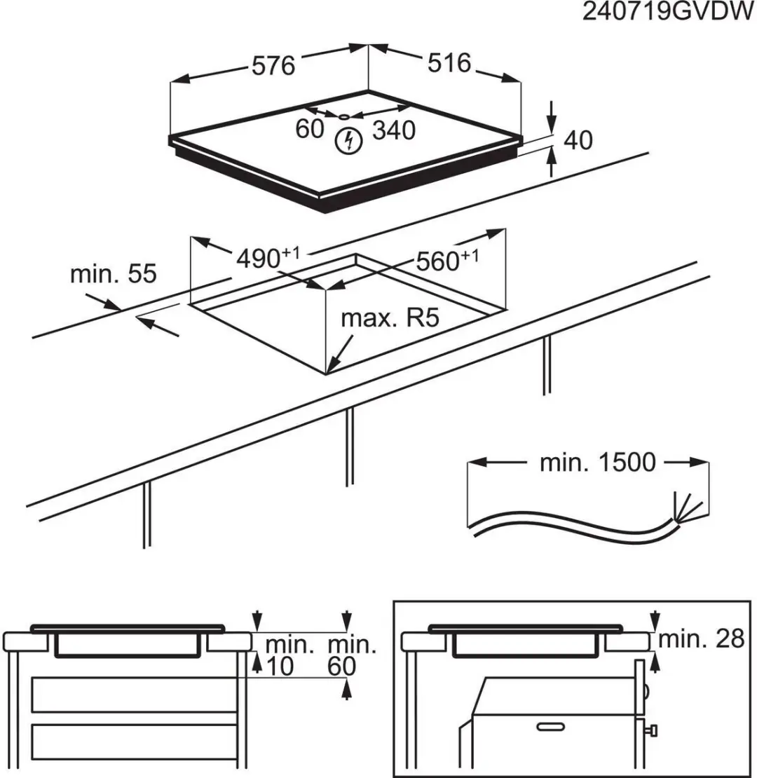 AEG TN64RA06XB Inbouwkookplaat Keramisch 4 zones - Zwart