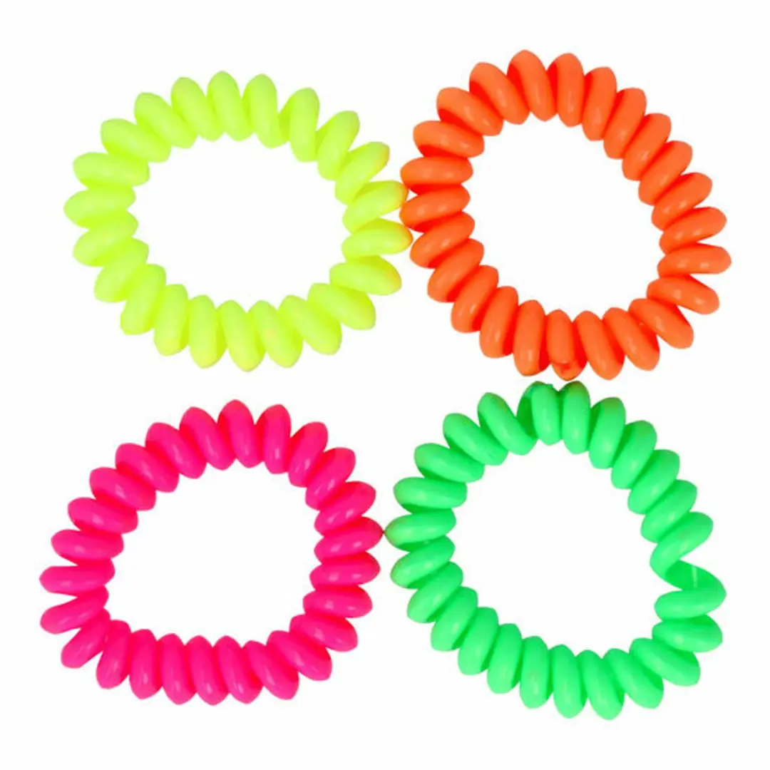 Haarsoires Invisibobble 5cm Spiraal Haar Elastieken - Neon Roze/Geel/ Groen/ Oranje - 4 Stuks