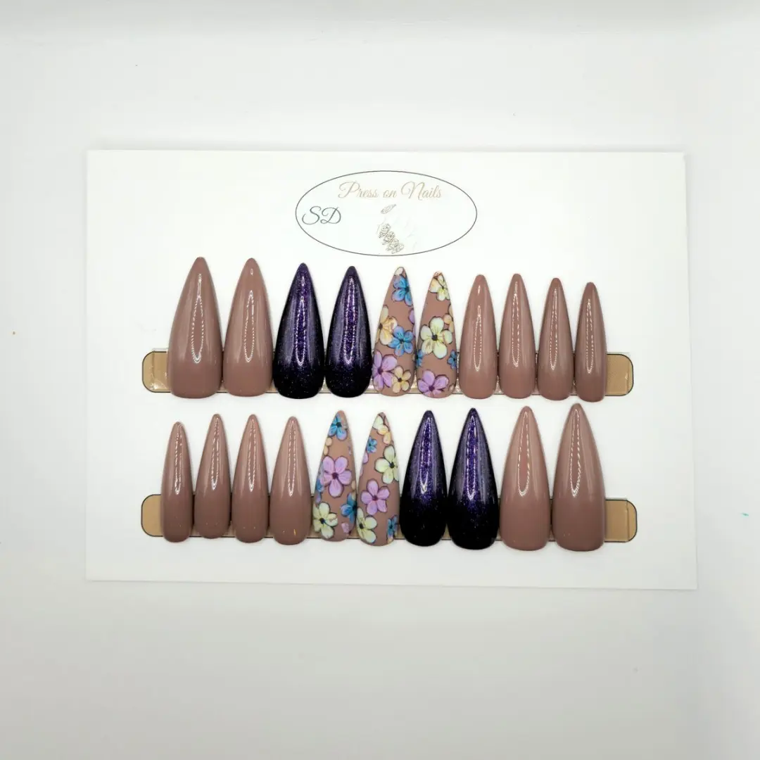 SD Press on Nails B-289 XL Stiletto Kunstnagels - Paars - 20 Stuks