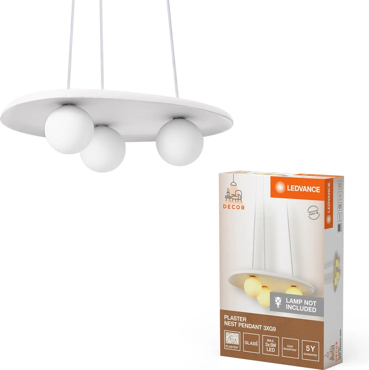 LEDVANCE Decor Plaster Nest Hanglamp 3XG9 - Wit