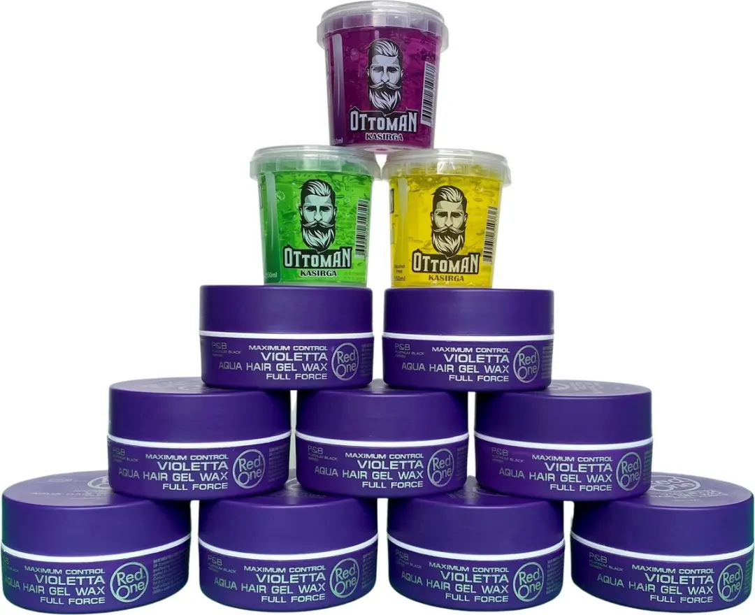 Red One Aqua Hair Wax Violetta Bosbessen 150ml + Ottoman Ultra Strong Hair Gel 1